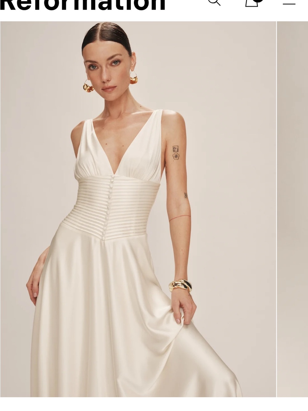 Reformation Arianwen Ivory Satin dress NWT - Picture 2 of 5